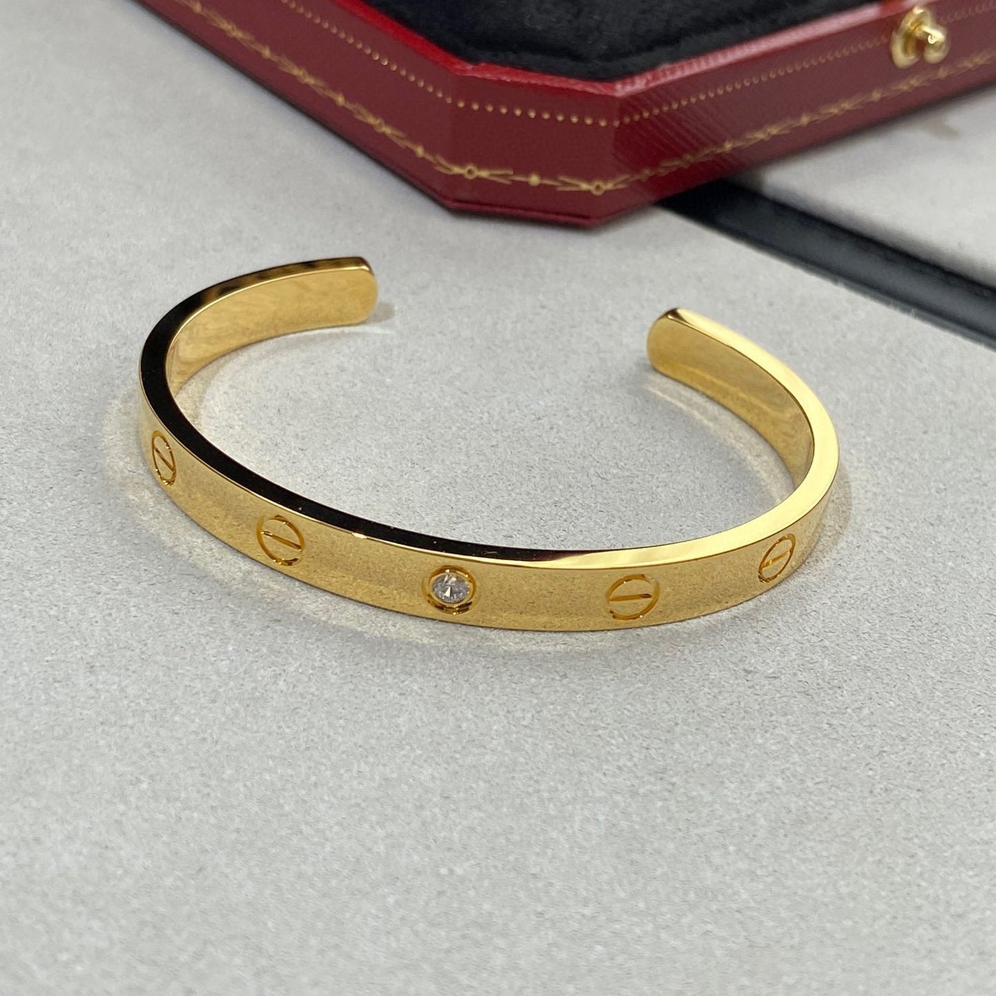 [Clover-Jewelry]LOVE BRACELET 6.1MM 1 DIAMOND OPEN CUFF