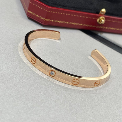 [Clover-Jewelry]LOVE BRACELET 6.1MM 1 DIAMOND OPEN CUFF