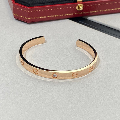 [Clover-Jewelry]LOVE BRACELET 6.1MM 1 DIAMOND OPEN CUFF