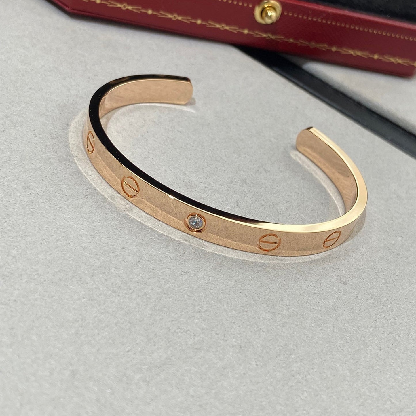 [Clover-Jewelry]LOVE BRACELET 6.1MM 1 DIAMOND OPEN CUFF