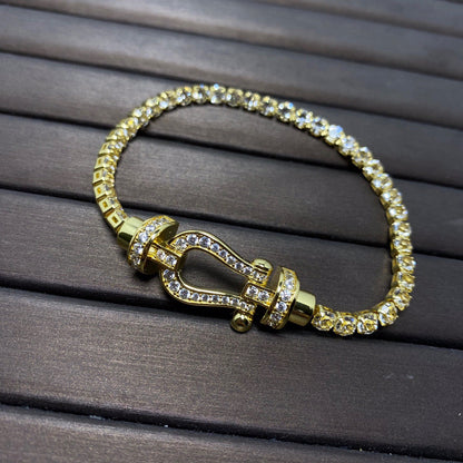 [Clover-Jewelry]FORCE  LARGE HORSESHOE FULL DIAMOND TENNIS BRACELET