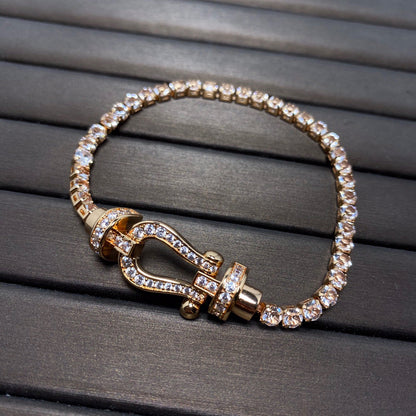 [Clover-Jewelry]FORCE  LARGE HORSESHOE FULL DIAMOND TENNIS BRACELET