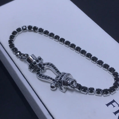 [Clover-Jewelry]FORCE  LARGE HORSESHOE FULL DIAMOND TENNIS BRACELET