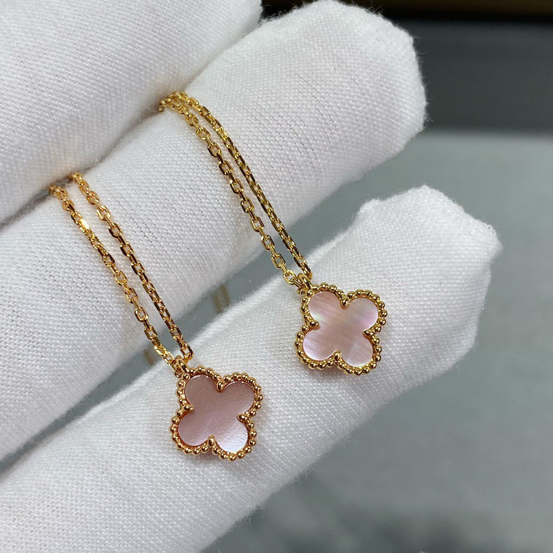 [Clover-Jewelry]CLOVER 15MM PINK MOTHER-OF-PEARL SINGLE FLOWER NECKLACE