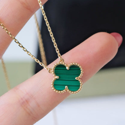 [Clover-Jewelry]CLOVER 15MM MALACHITE SINGLE FLOWER  NECKLACE