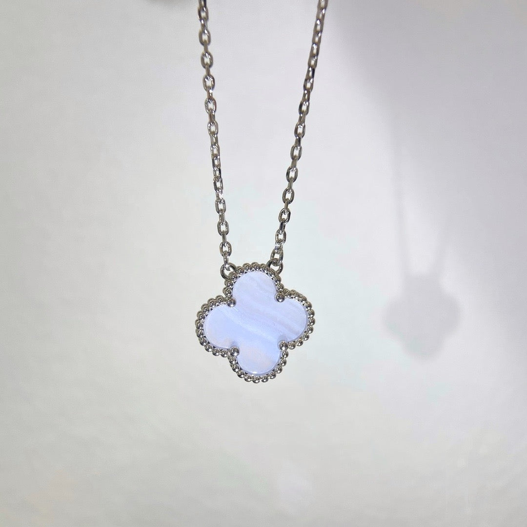 [Clover-Jewelry]CLOVER 15MM BLUE CHALCEDONY NECKLACE SILVER