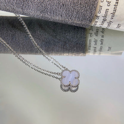 [Clover-Jewelry]CLOVER 15MM BLUE CHALCEDONY NECKLACE SILVER