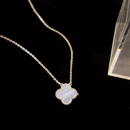 [Clover-Jewelry]CLOVER 15MM BLUE CHALCEDONY NECKLACE SILVER