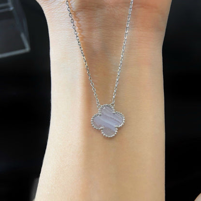 [Clover-Jewelry]CLOVER 15MM BLUE CHALCEDONY NECKLACE SILVER