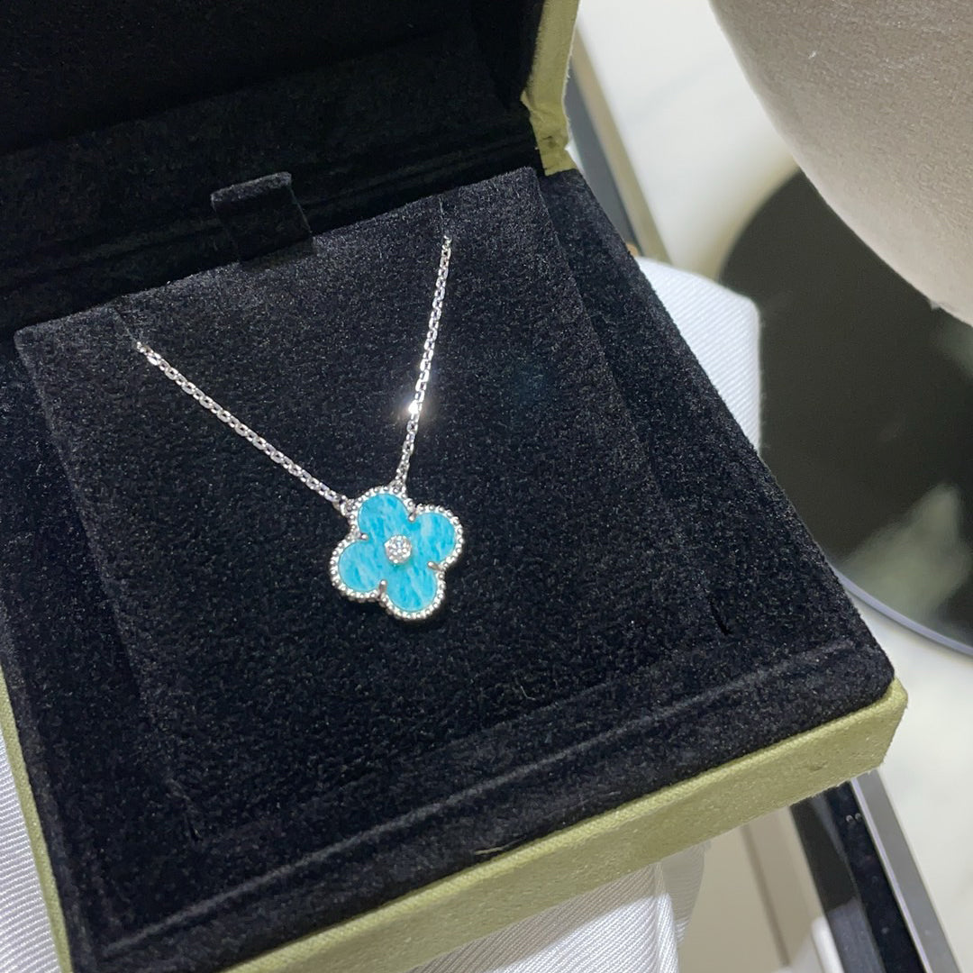 [Clover-Jewelry]CLOVER 15MM DIAMOND SVRES PORCELAIN  NECKLACE SILVER