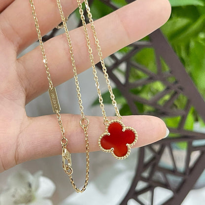 [Clover-Jewelry]CLOVER 15MM CARNELIAN SINGLE FLOWER NECKLACE