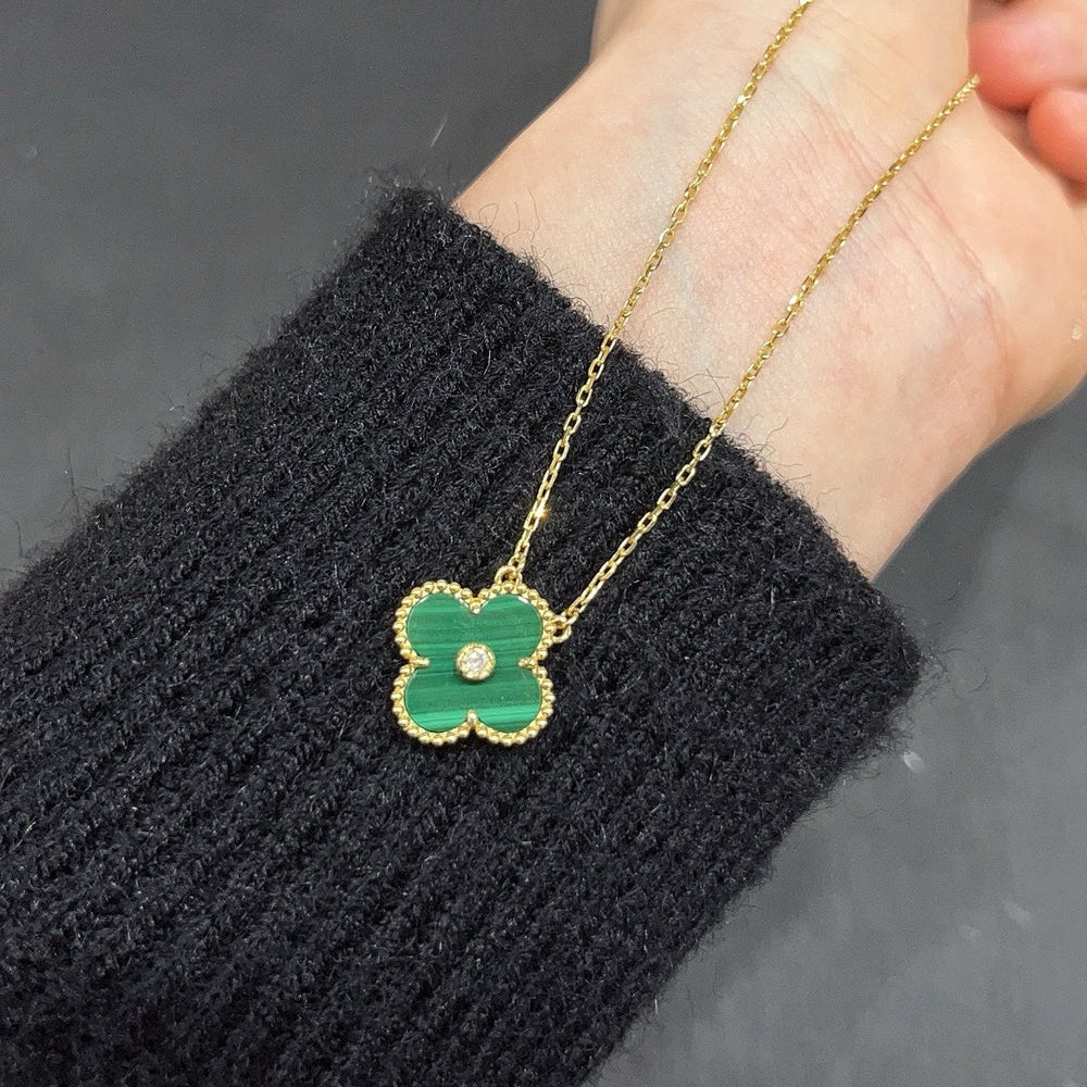 [Clover-Jewelry]CLOVER 15MM DIAMOND TURQUOISE NECKLACE