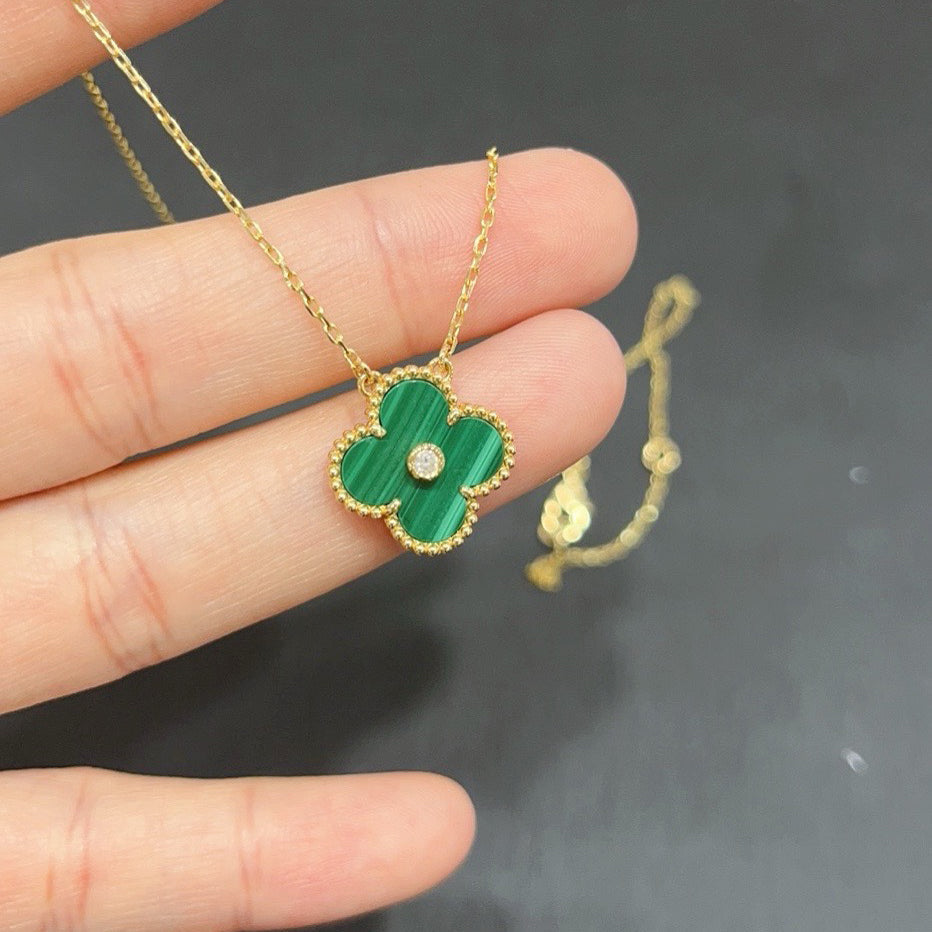 [Clover-Jewelry]CLOVER 15MM DIAMOND TURQUOISE NECKLACE