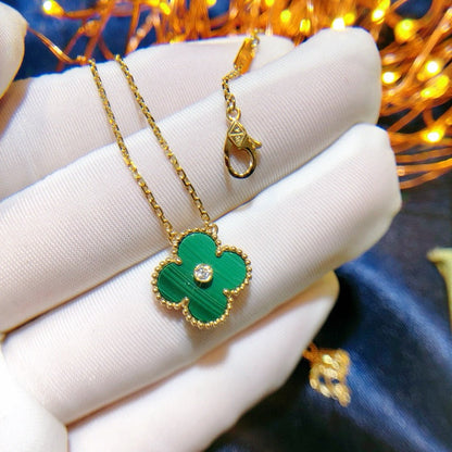 [Clover-Jewelry]CLOVER 15MM DIAMOND TURQUOISE NECKLACE