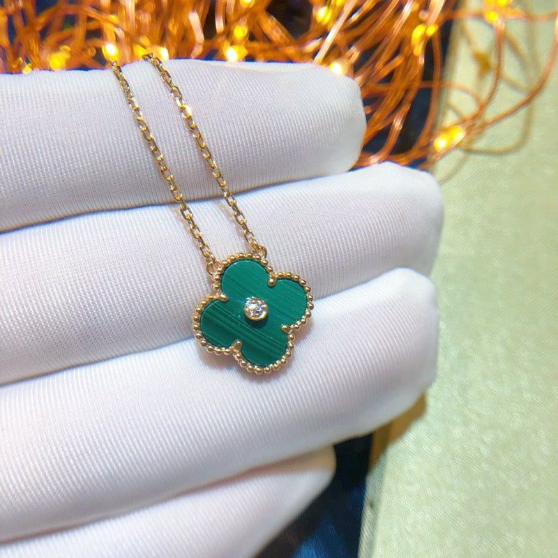 [Clover-Jewelry]CLOVER 15MM DIAMOND TURQUOISE NECKLACE