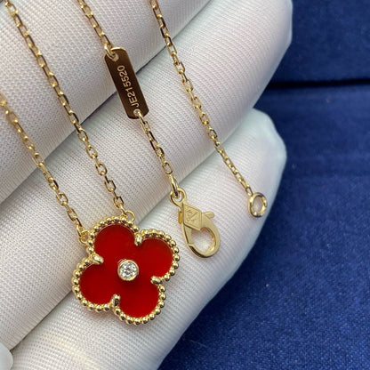 [Clover-Jewelry]CLOVER 15MM DIAMOND CARNELIAN NECKLACE