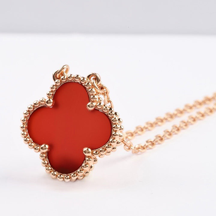 [Clover-Jewelry]CLOVER 15MM CARNELIAN SINGLE FLOWER NECKLACE