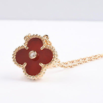 [Clover-Jewelry]CLOVER 15MM DIAMOND CARNELIAN NECKLACE