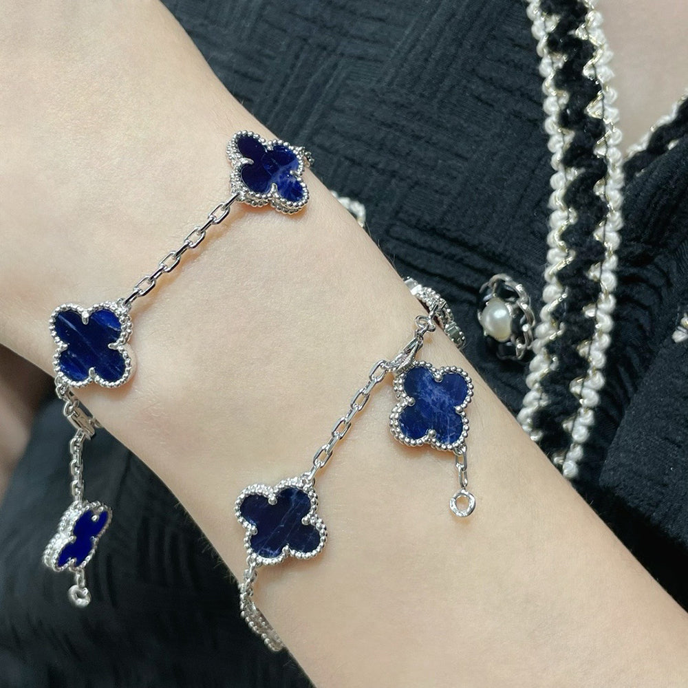 [Clover-Jewelry]CLOVER 5 MOTIF PIETERSITE SILVER BRACELET