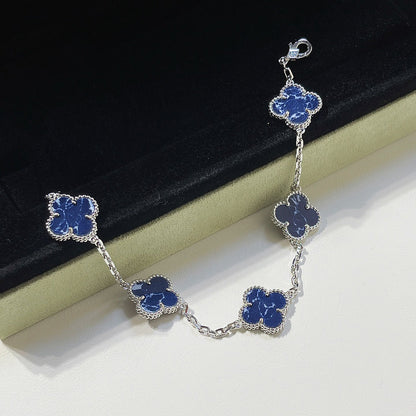 [Clover-Jewelry]CLOVER 5 MOTIF PIETERSITE SILVER BRACELET