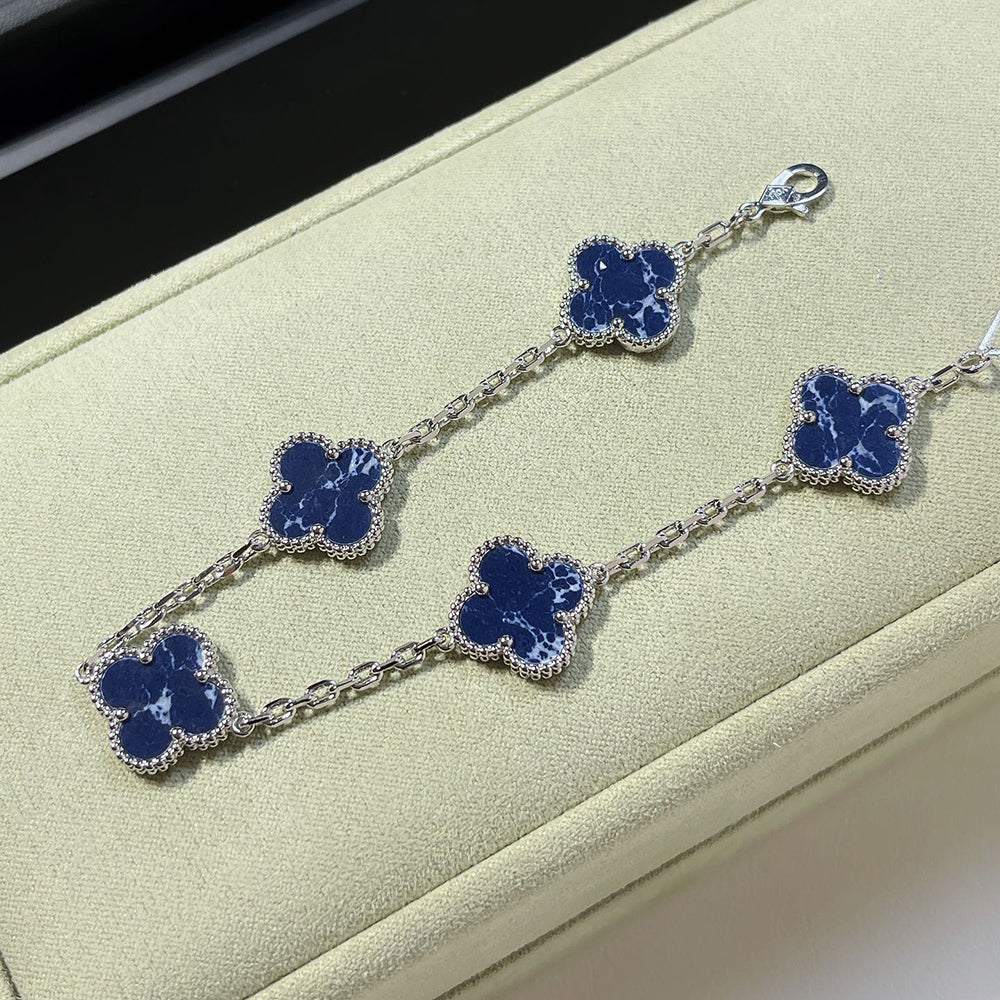 [Clover-Jewelry]CLOVER 5 MOTIF PIETERSITE SILVER BRACELET