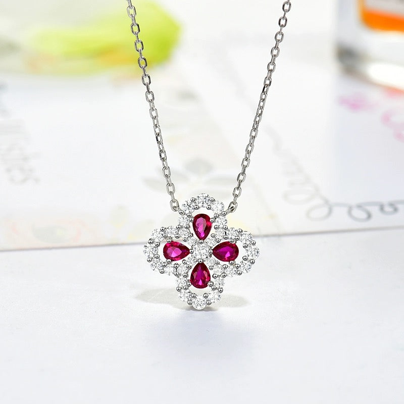 [Clover-Jewelry]LOOP NECKLACE FULL MOTIF DIAMOND 16MM MULTIPLE COLORS