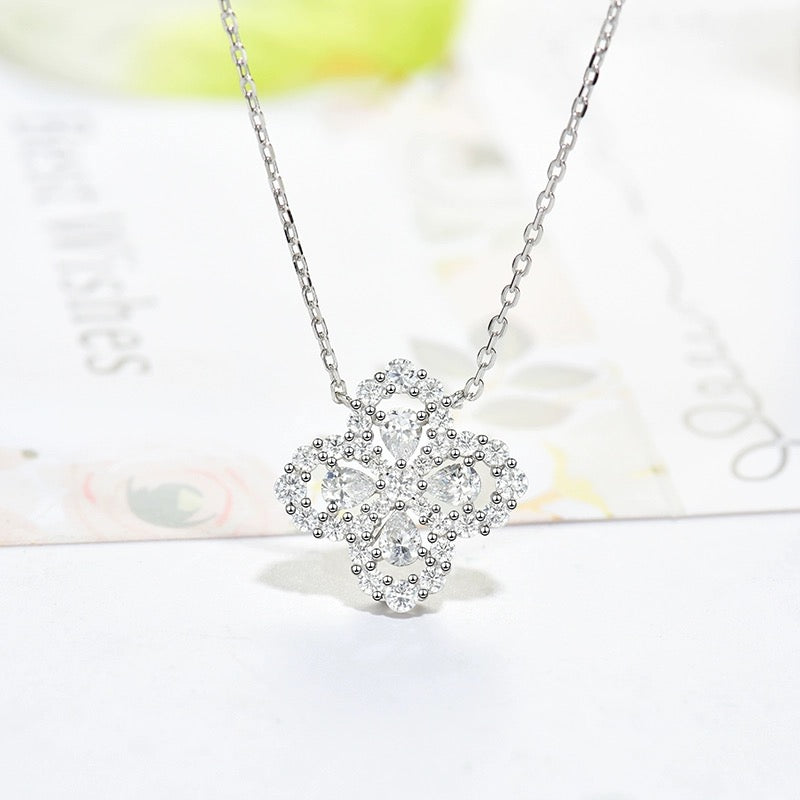 [Clover-Jewelry]LOOP NECKLACE FULL MOTIF DIAMOND 16MM MULTIPLE COLORS