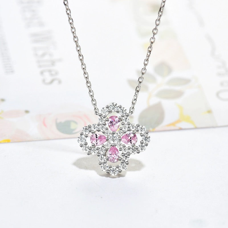 [Clover-Jewelry]LOOP NECKLACE FULL MOTIF DIAMOND 16MM MULTIPLE COLORS