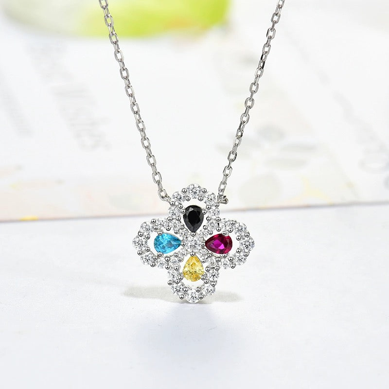 [Clover-Jewelry]LOOP NECKLACE FULL MOTIF DIAMOND 16MM MULTIPLE COLORS