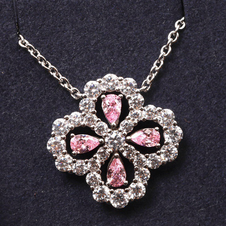 [Clover-Jewelry]LOOP NECKLACE FULL MOTIF DIAMOND 16MM MULTIPLE COLORS