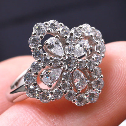 [Clover-Jewelry]LOOP RING FULL MOTIF DIAMOND 16MM SILVE