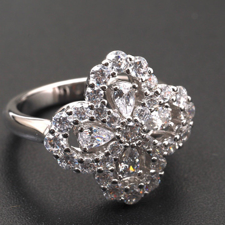 [Clover-Jewelry]LOOP RING FULL MOTIF DIAMOND 16MM SILVE