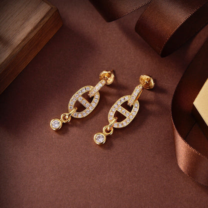 [Clover-Jewelry]HM CHAINE DIAMOND EARRINGS