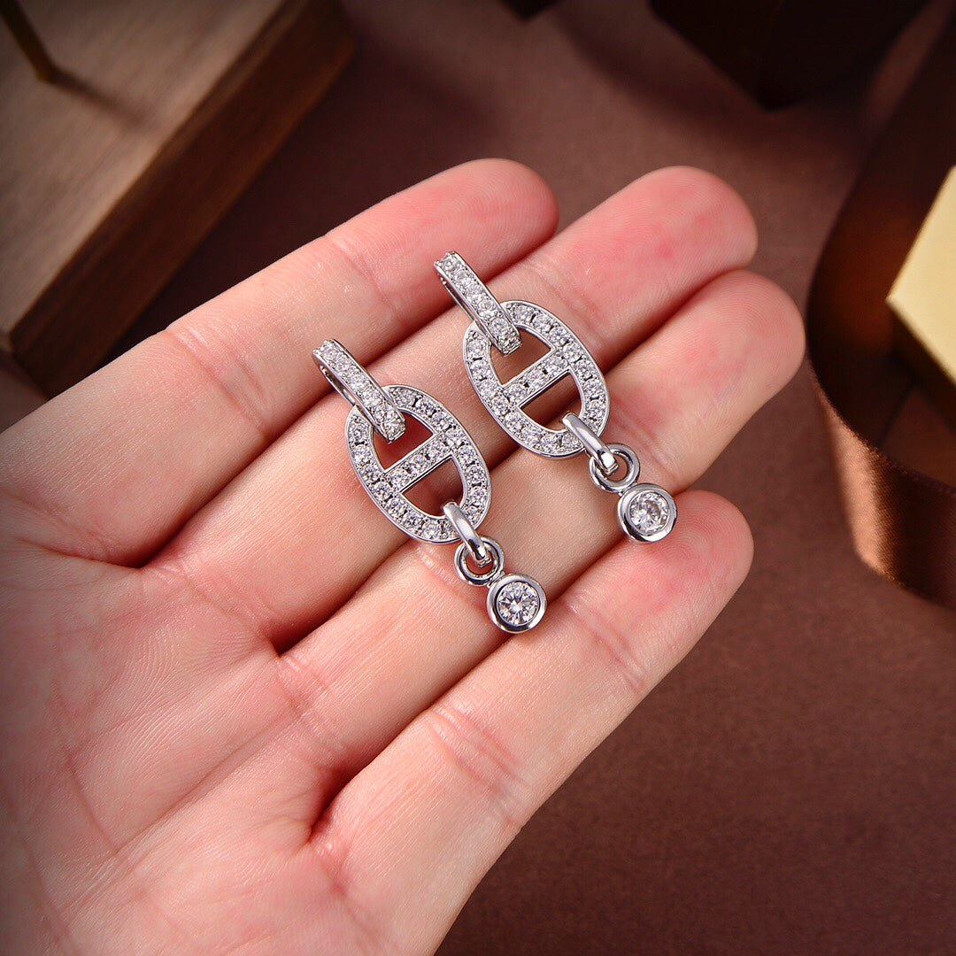 [Clover-Jewelry]HM CHAINE DIAMOND EARRINGS