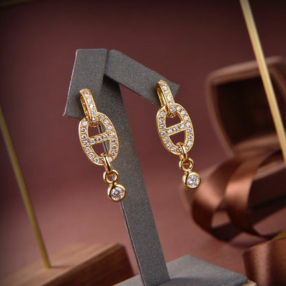 [Clover-Jewelry]HM CHAINE DIAMOND EARRINGS