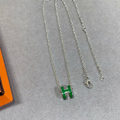 [Clover-Jewelry]POP H GREEN NECKLACE SILVER AND GOLD