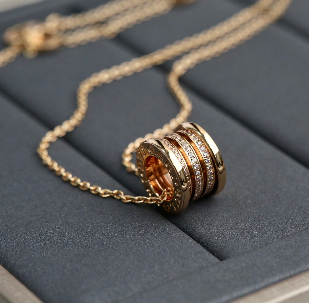 [Clover-Jewelry]ZERO 1 PINK GOLD DIAMOND NECKLACE