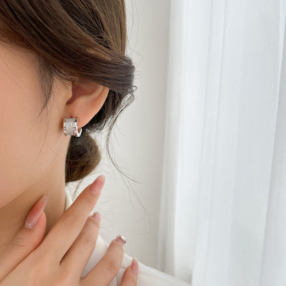 [Clover-Jewelry]ZERO 1 DIAMOND PAVED EARRINGS