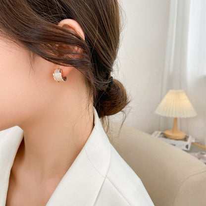 [Clover-Jewelry]ZERO 1 DIAMOND PAVED EARRINGS