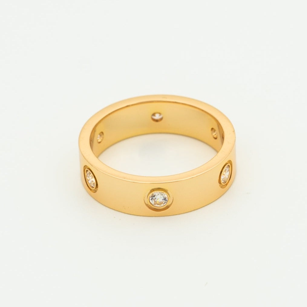 [Clover-Jewelry]LOVE RING 5.5MM 6 DIAMONDS PINK GOLD