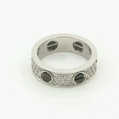 [Clover-Jewelry]LOVE RING 5.5MM DIAMONDS PAVED CERAMIC