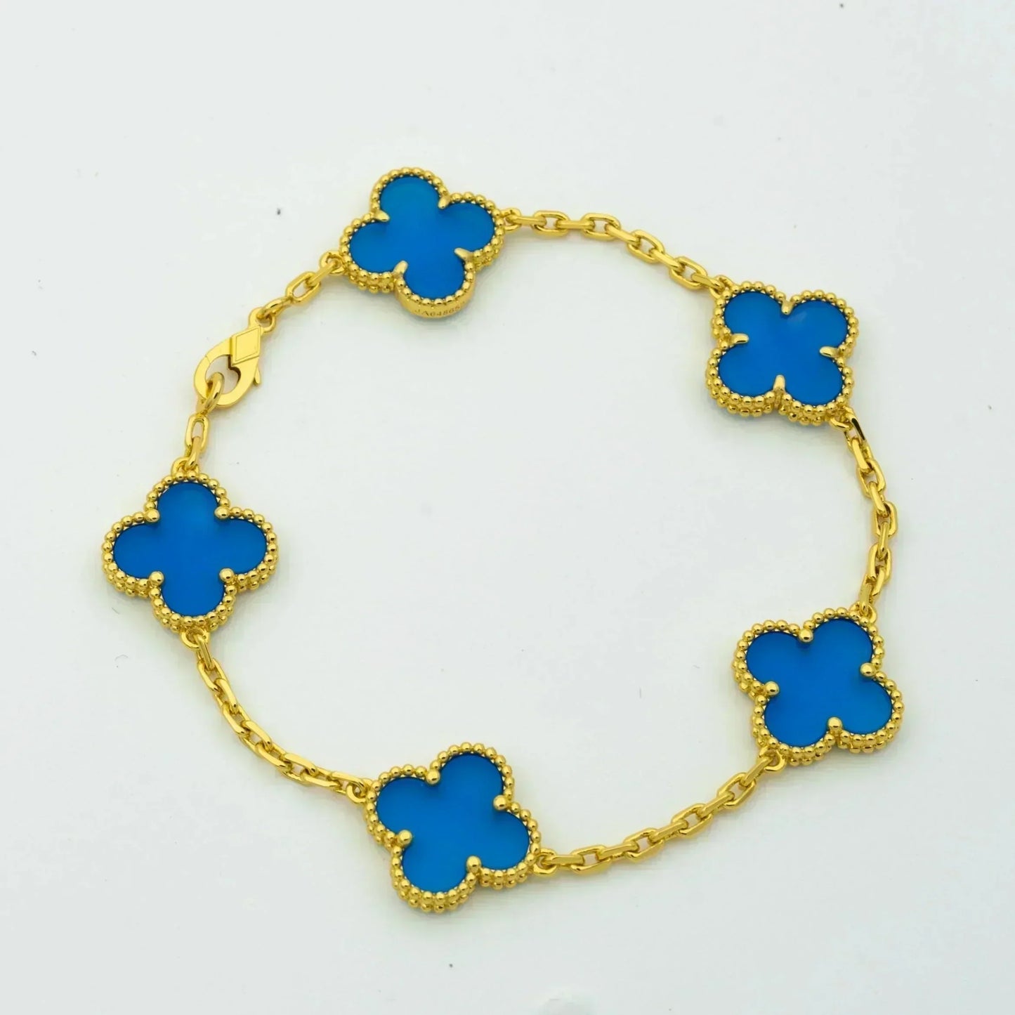 [Clover-Jewelry]CLOVER 5 MOTIFS BLUE AGATE BRACELET