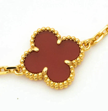 [Clover-Jewelry]CLOVER  5 MOTIFS CARNELIAN GOLD BRACELET