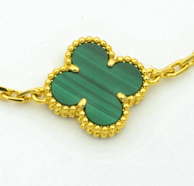 [Clover-Jewelry]CLOVER  5 MOTIF MALACHITE DIAMOND BRACELET