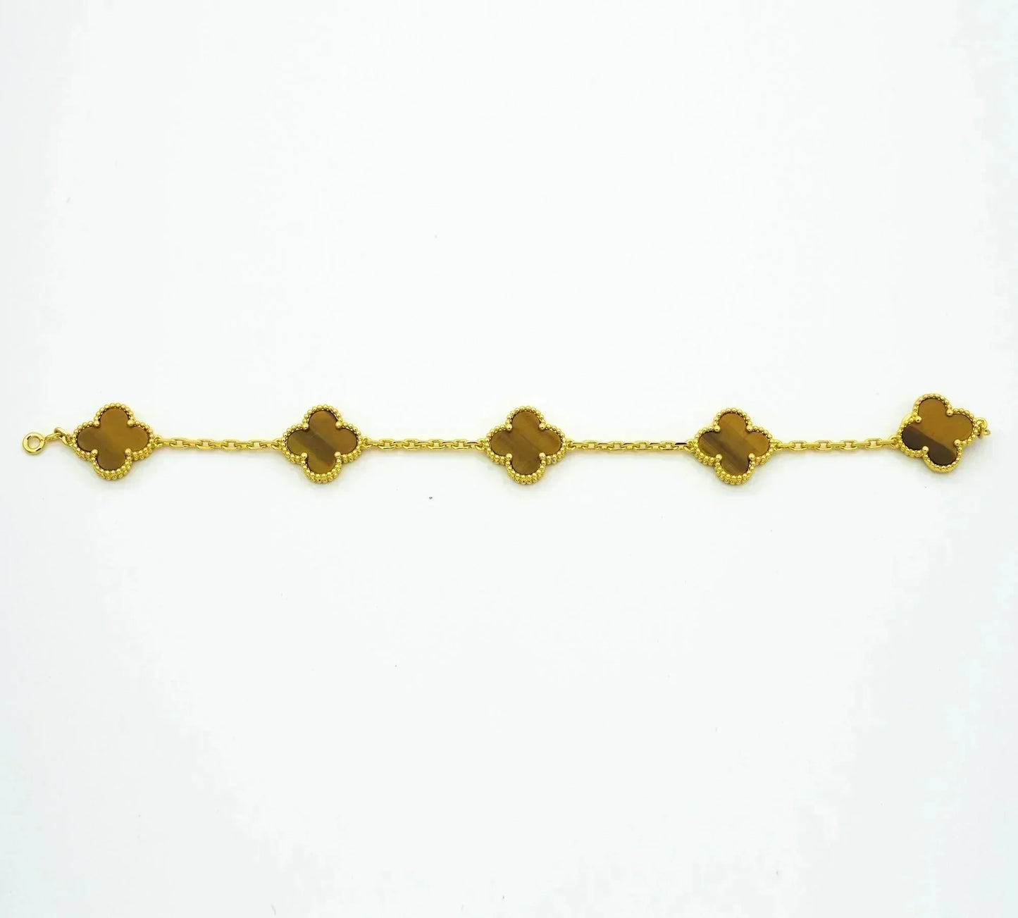 [Clover-Jewelry]CLOVER  5 MOTIFS TIGER EYE BRACELET