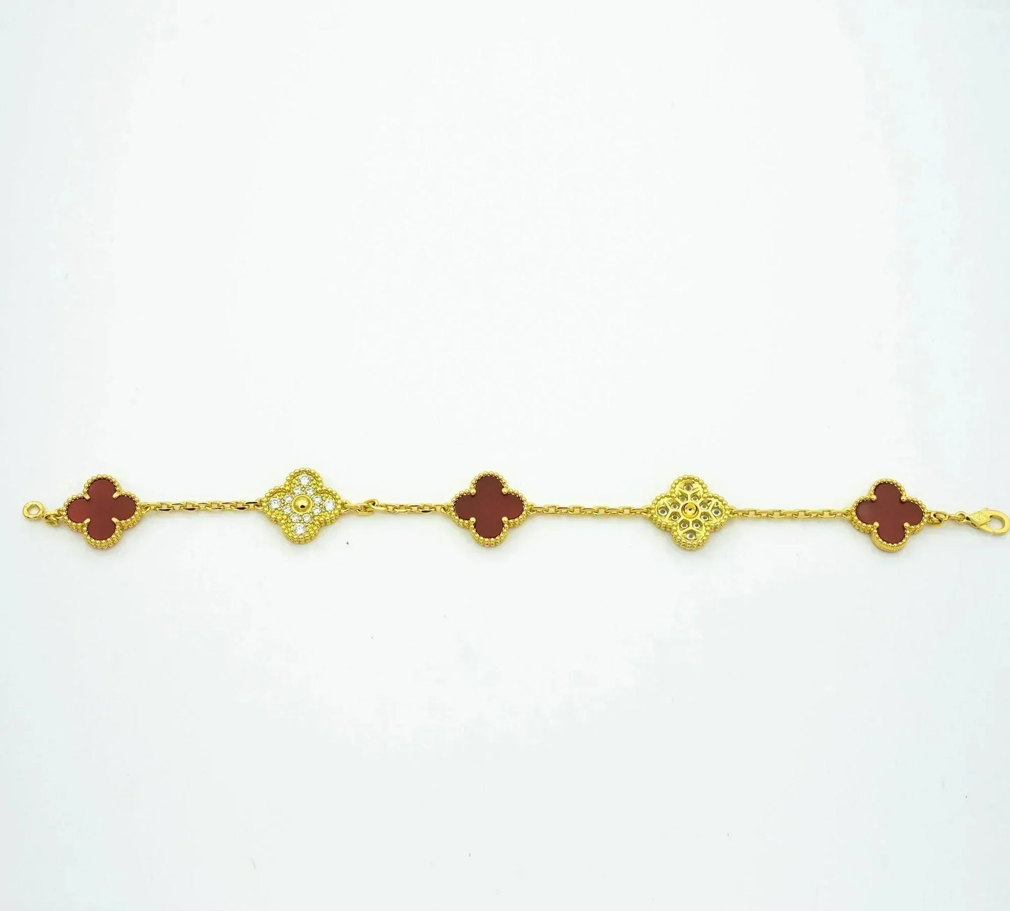 [Clover-Jewelry]CLOVER 5 MOTIFS CARNELIAN DIAMOND BRACELET