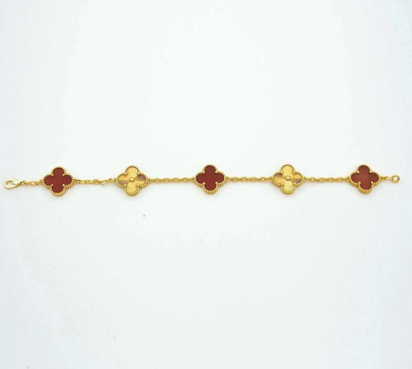 [Clover-Jewelry]CLOVER  5 MOTIFS CARNELIAN GOLD BRACELET