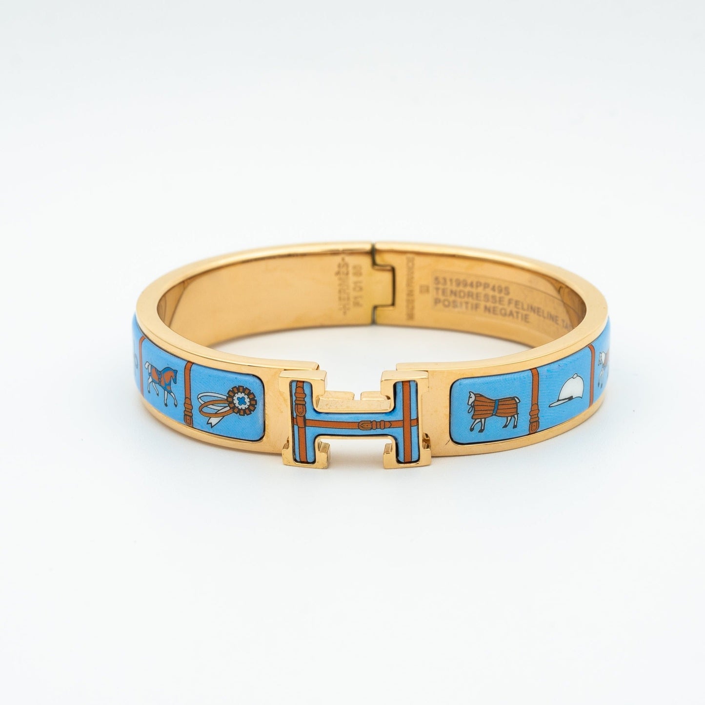 [Clover-Jewelry]H PINK GOLD BRACELET BLUE CERAMIC