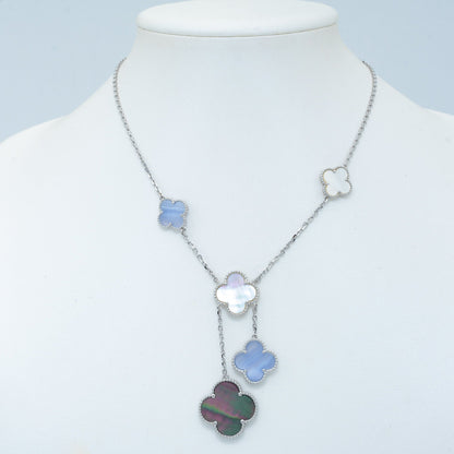 [Clover-Jewelry]CLOVER MOP CHALCEDONY NECKLACE SILVER 6 MOTIF