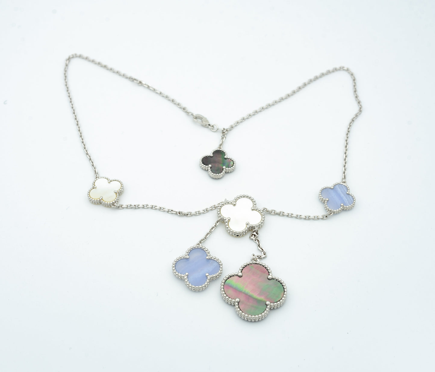 [Clover-Jewelry]CLOVER MOP CHALCEDONY NECKLACE SILVER 6 MOTIF